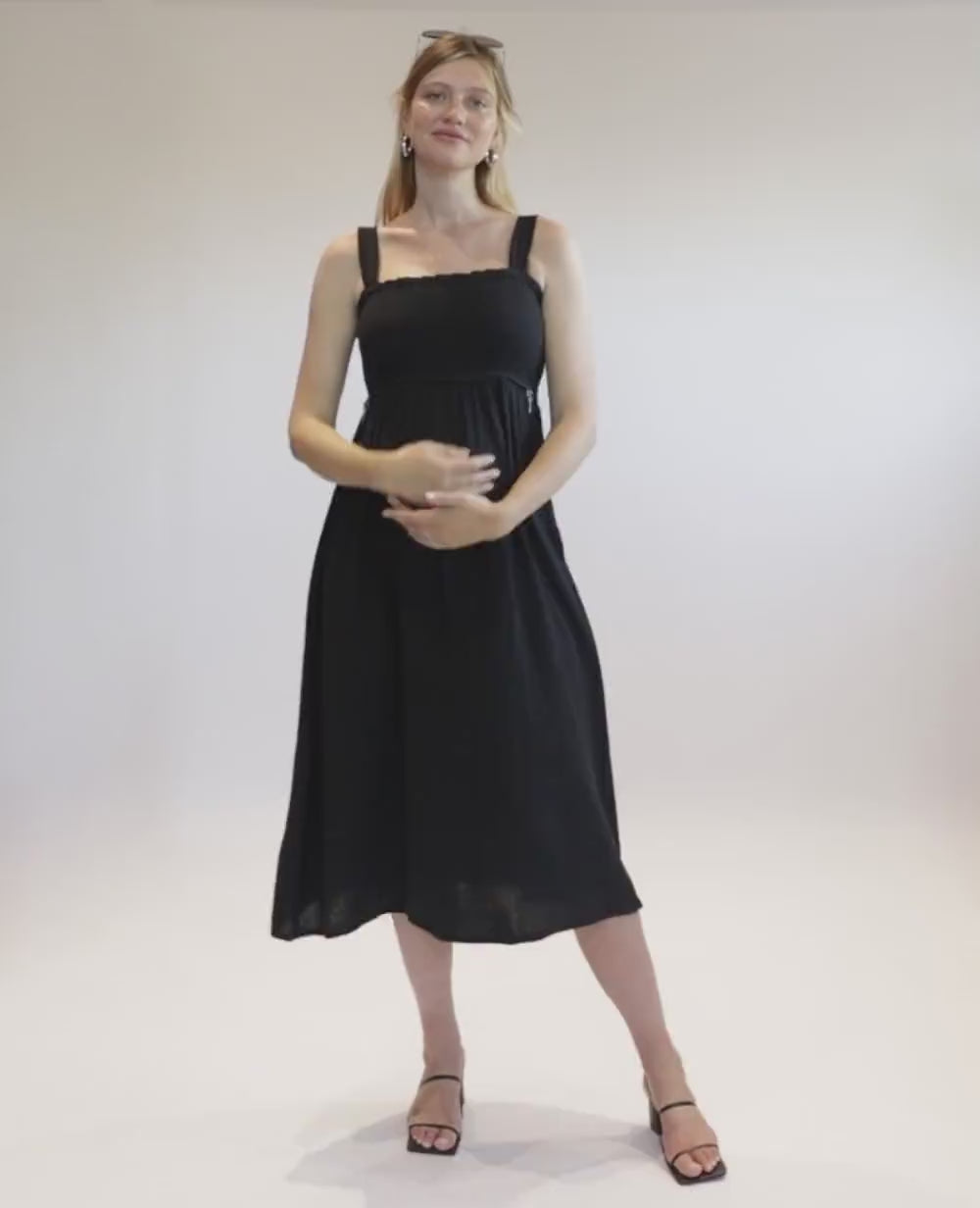 Robe longue de grossesse et d’allaitement Lola - Noir