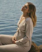 Beverly Wrap Maternity Sweater - Beige