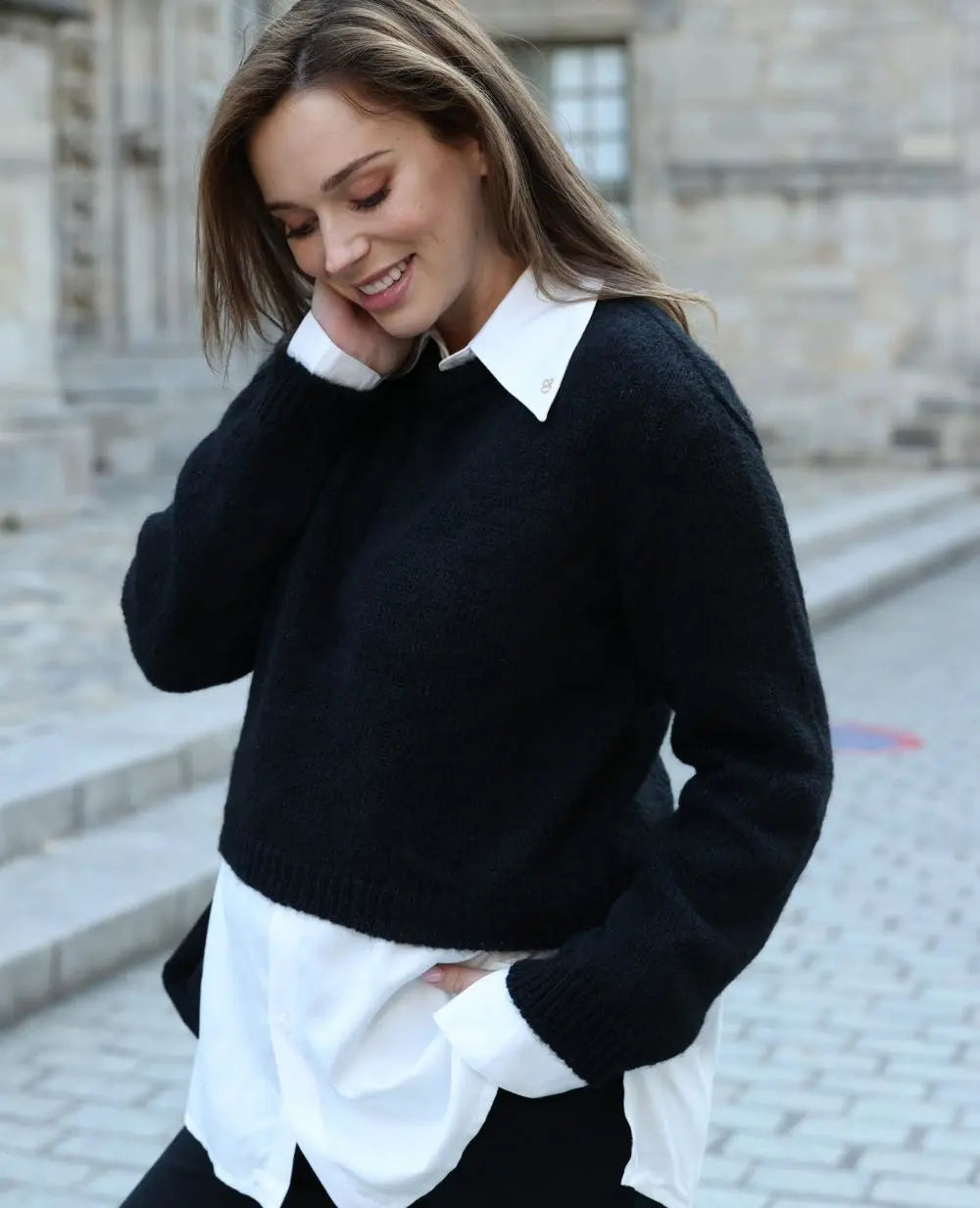 Pull crop top de grossesse Gaspard noir Cache C ur