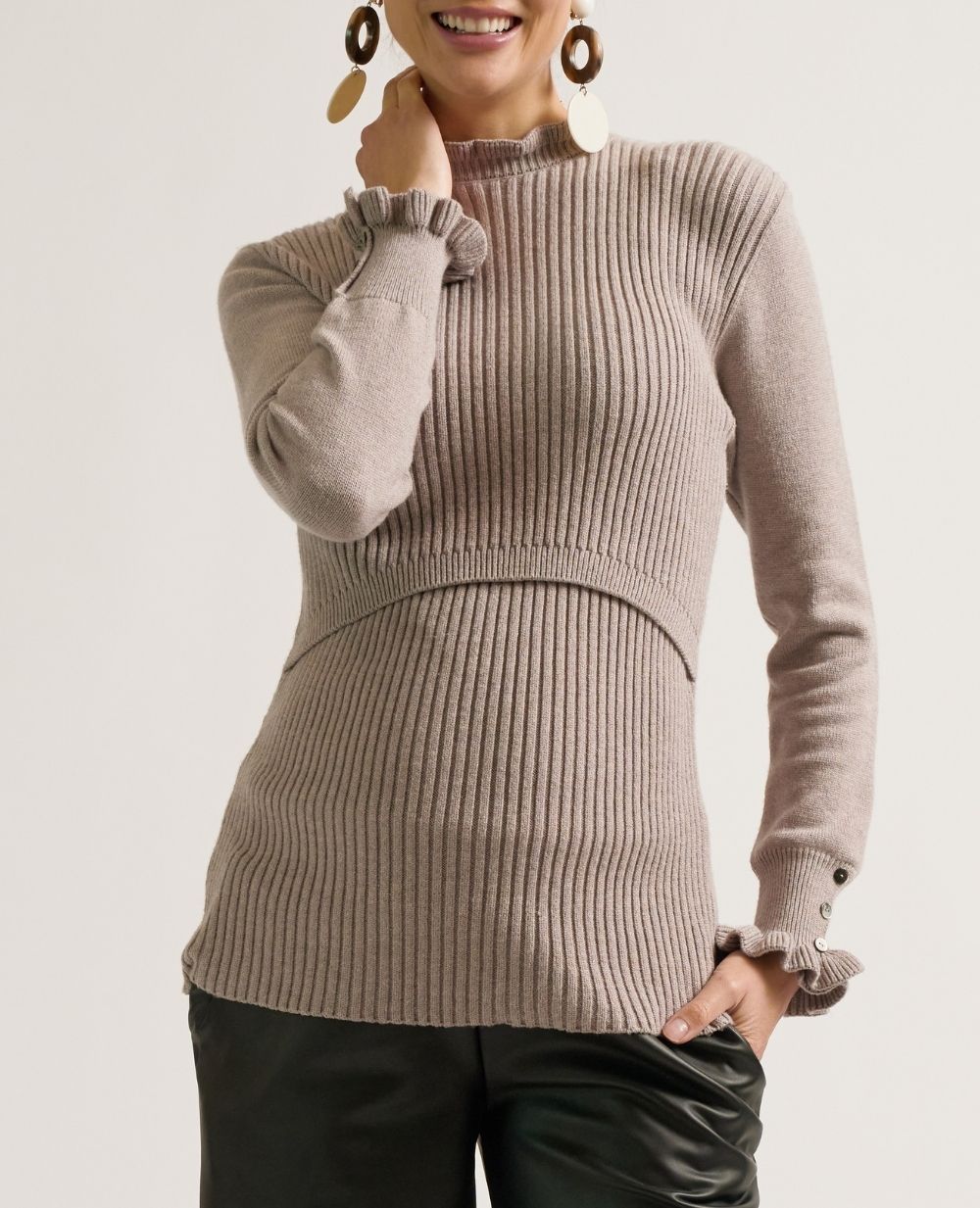 Dorothée Taupe Maternity and Nursing Sweater