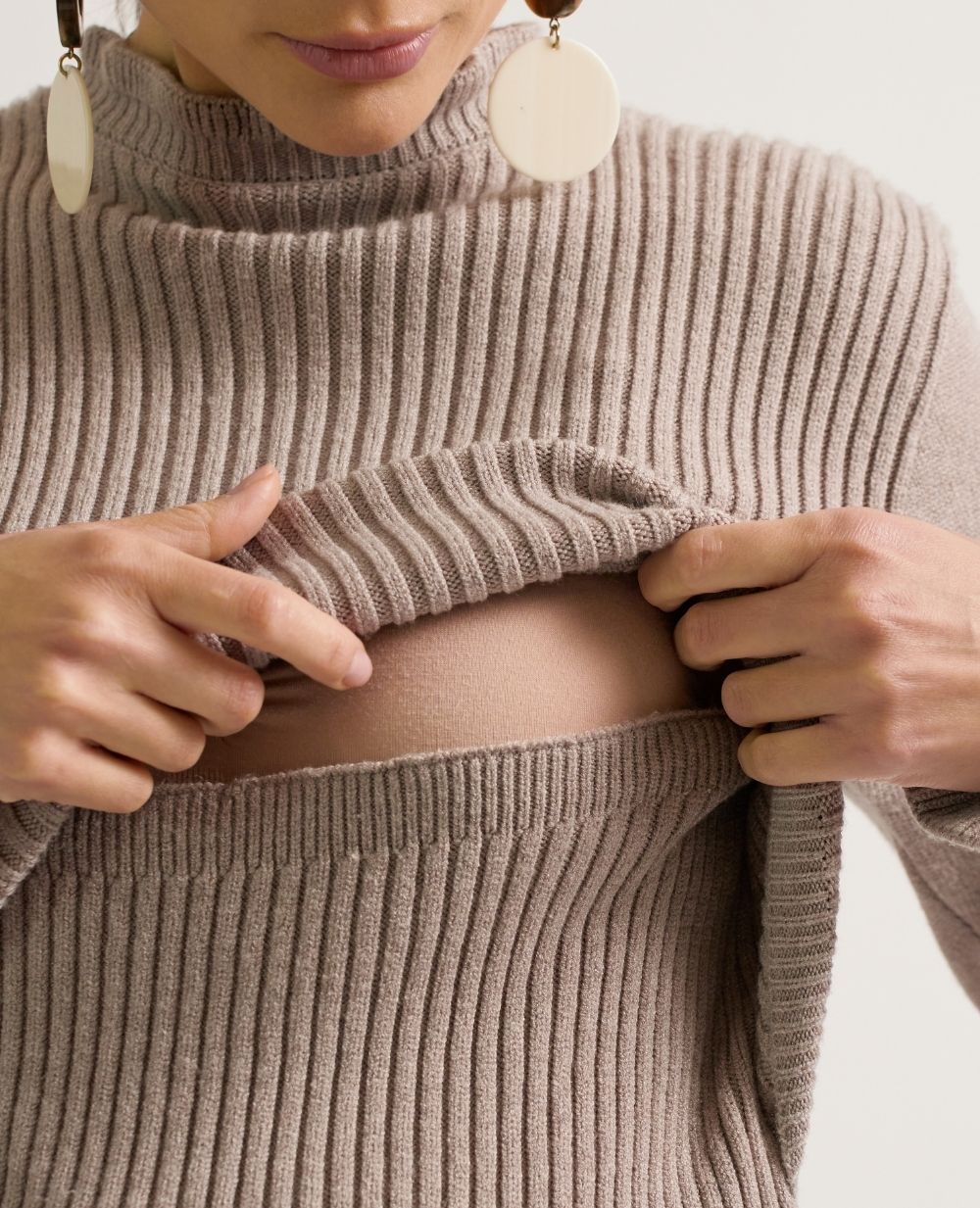 Dorothée Taupe Maternity and Nursing Sweater