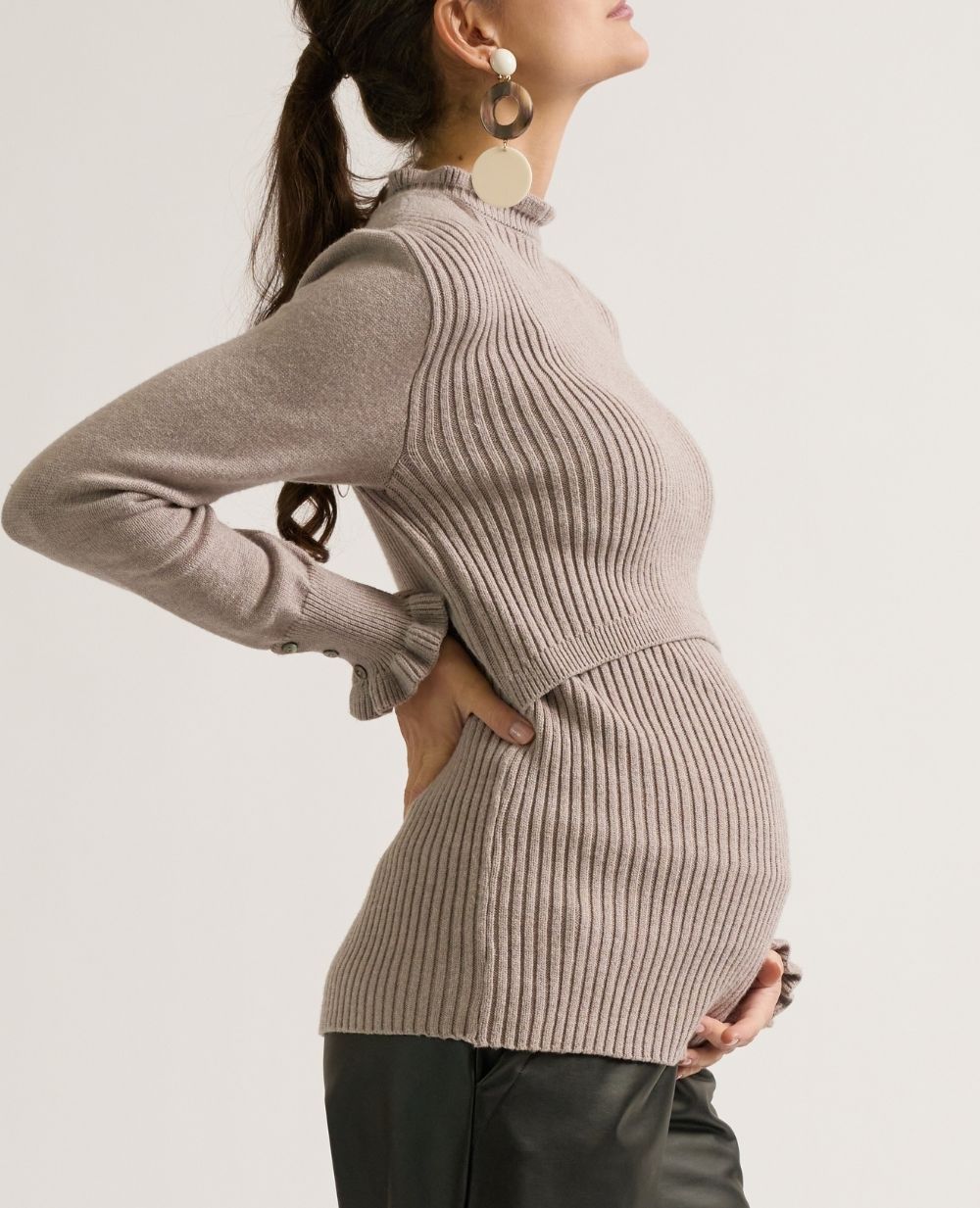 Dorothée Taupe Maternity and Nursing Sweater
