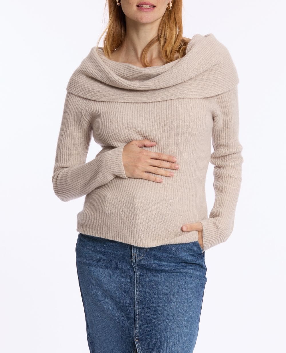 Pull de grossesse et d’allaitement Kim beige