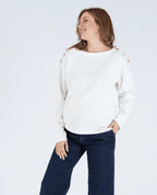 Pull marin de grossesse molene ivoire, cache cœur