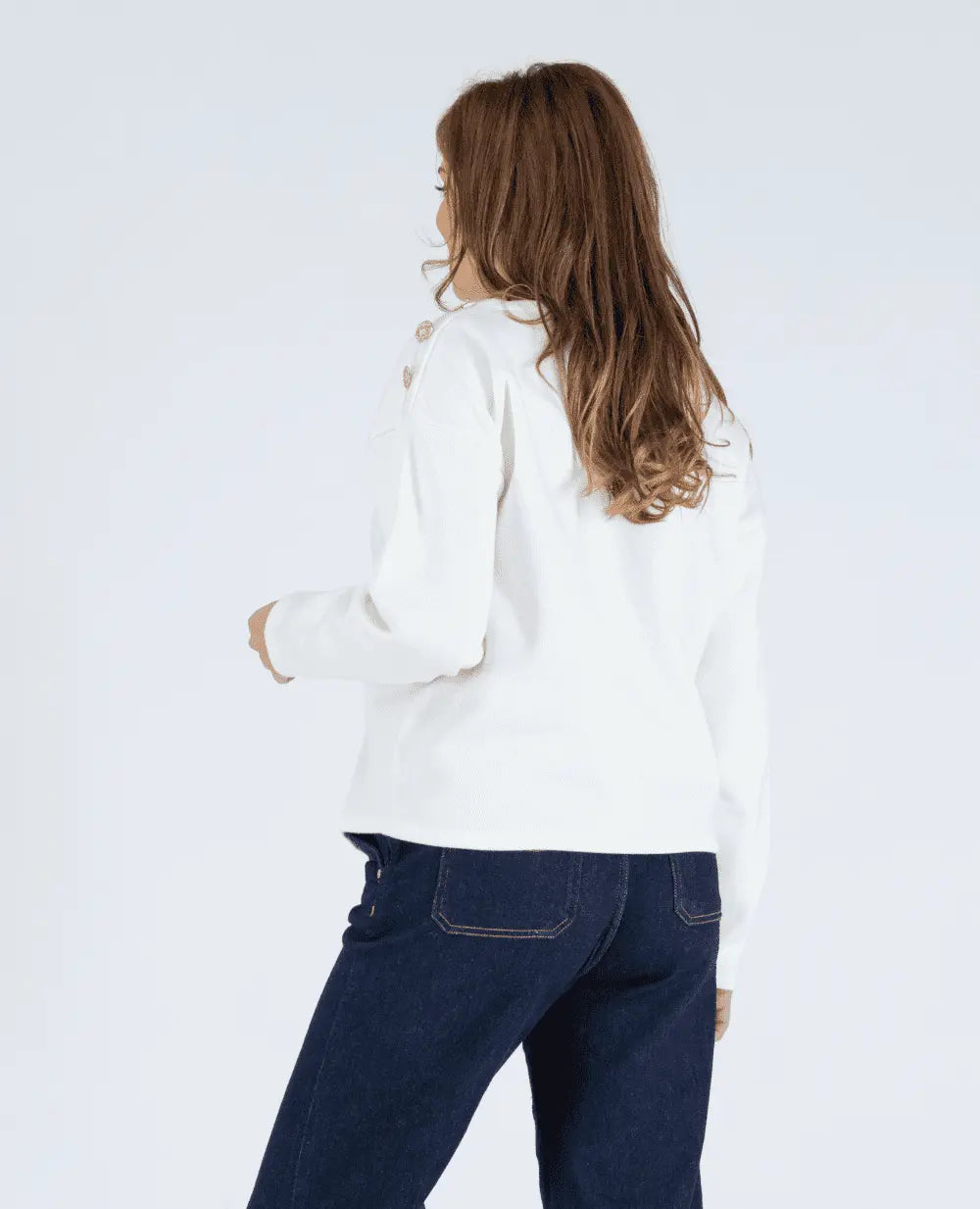 Pull marin de grossesse molene ivoire, cache cœur