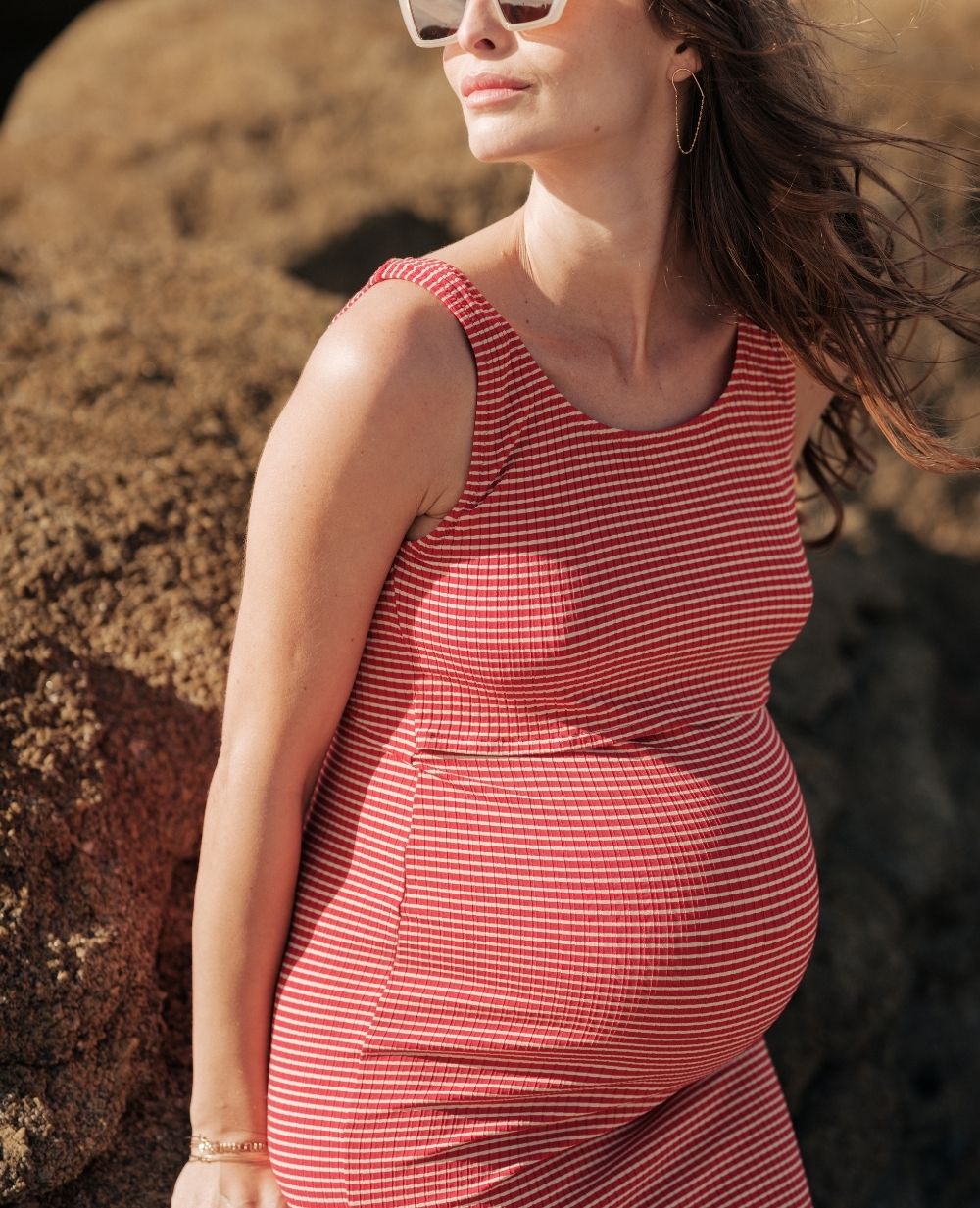 Dinard Maternity Beachwear Dress - Red
