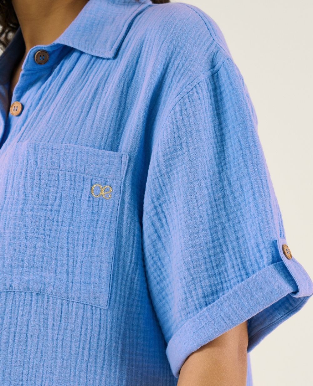 Abito chemise corto oversize per l'allattamento Bertille - Blu