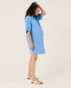 Abito chemise corto oversize per l'allattamento Bertille - Blu
