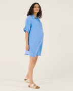 Abito chemise corto oversize per l'allattamento Bertille - Blu