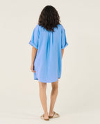Abito chemise corto oversize per l'allattamento Bertille - Blu