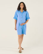 Abito chemise corto oversize per l'allattamento Bertille - Blu