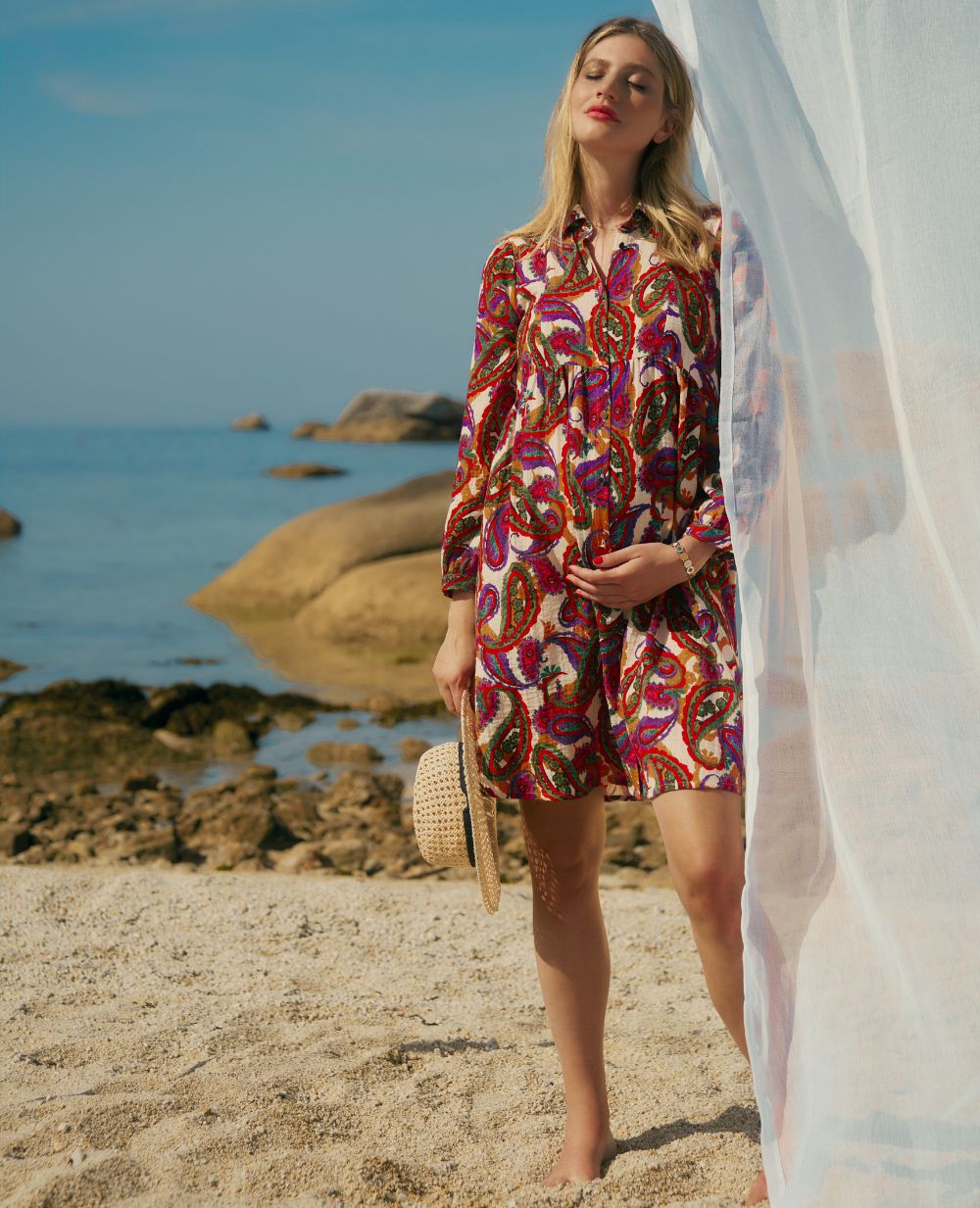 Robe chemisier de grossesse et d’allaitement Soledad - Multicolore