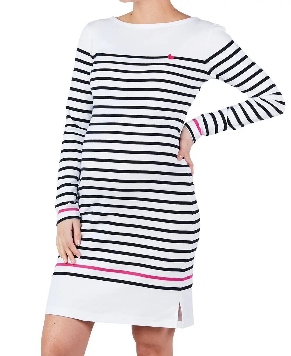 Robe de grossesse marinière blanc et marine Quimper - Made