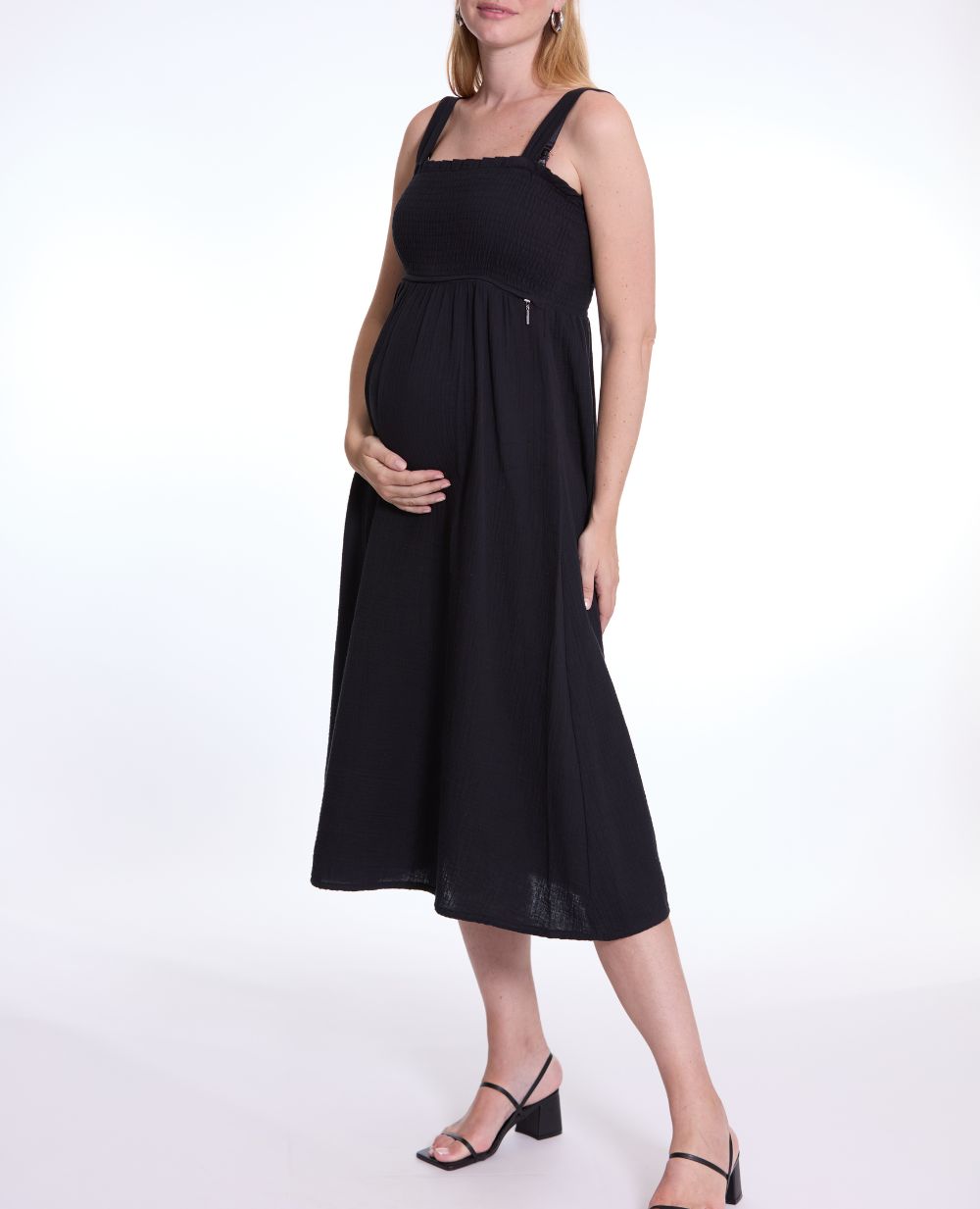 Robe longue de grossesse et d’allaitement Lola - Noir