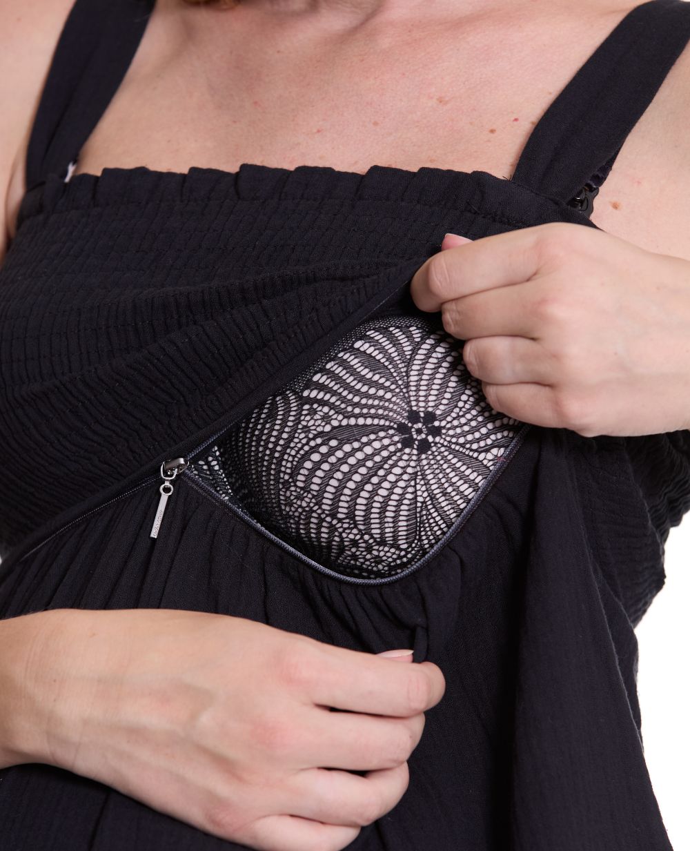 Robe longue de grossesse et d’allaitement Lola - Noir