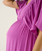 Claudette Long Maternity Dress - Petunia