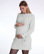 Honey Maternity and Nursing Sweater Dress - Pearl Grey
