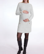 Honey Maternity and Nursing Sweater Dress - Pearl Grey