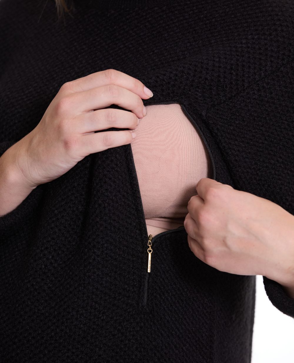 Robe pull de grossesse et d'allaitement Honey - Noir