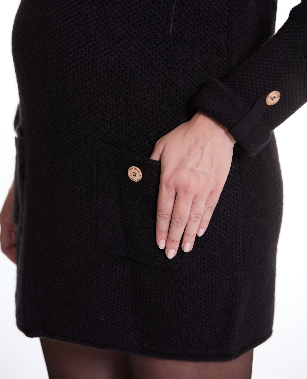 Robe pull de grossesse et d'allaitement Honey - Noir