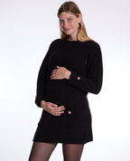 Robe pull de grossesse et d'allaitement Honey - Noir