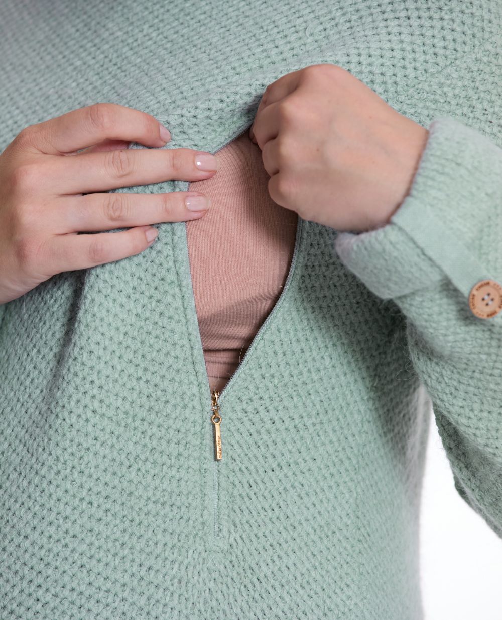 Robe pull de grossesse et d'allaitement Honey - Sauge
