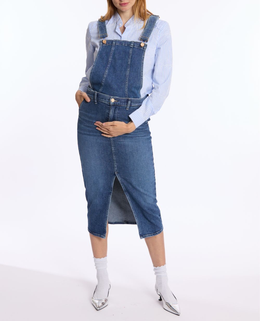 Salopette 2 en 1 de grossesse ( jupe Emma + haut de salopette amovible ) - Mid Blue Used