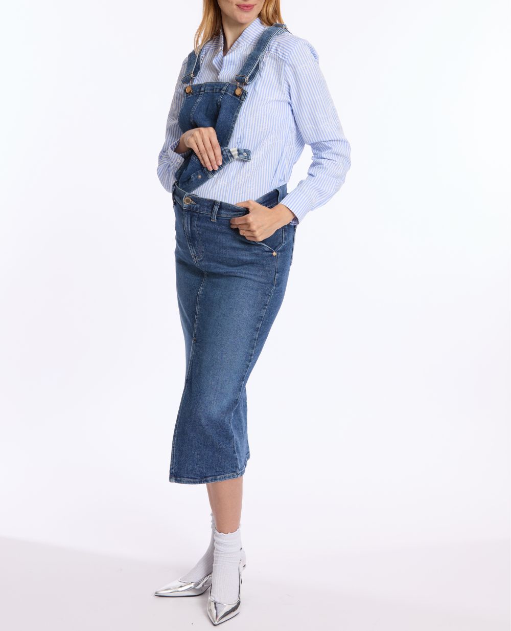 Salopette 2 en 1 de grossesse ( jupe Emma + haut de salopette amovible ) - Mid Blue Used