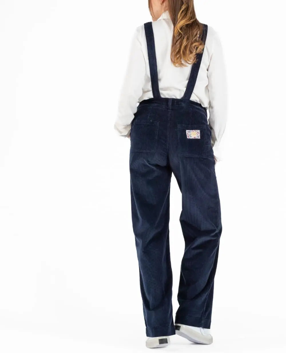 Clyde Velvet Maternity Overalls - Navy Blue