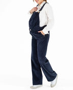 Clyde Velvet Maternity Overalls - Navy Blue