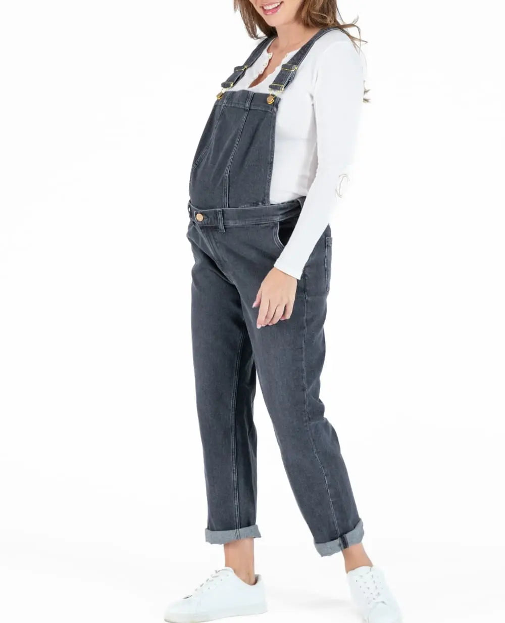 Salopette in denim premaman grigia Carrie Copertina del cuore Cache C ur