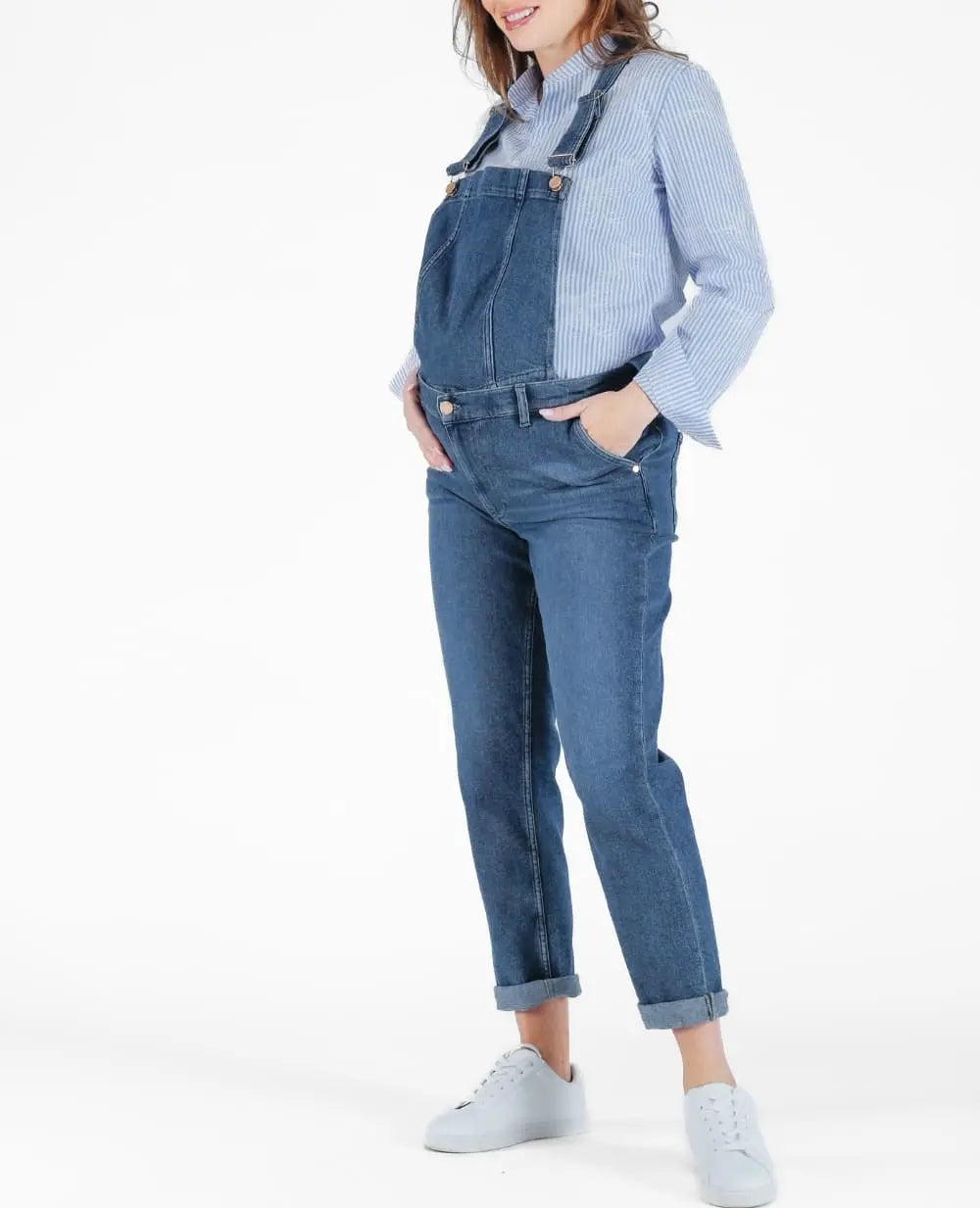 Salopette in denim premaman Carrie blu medio usata Copertina del cuore Cache C ur