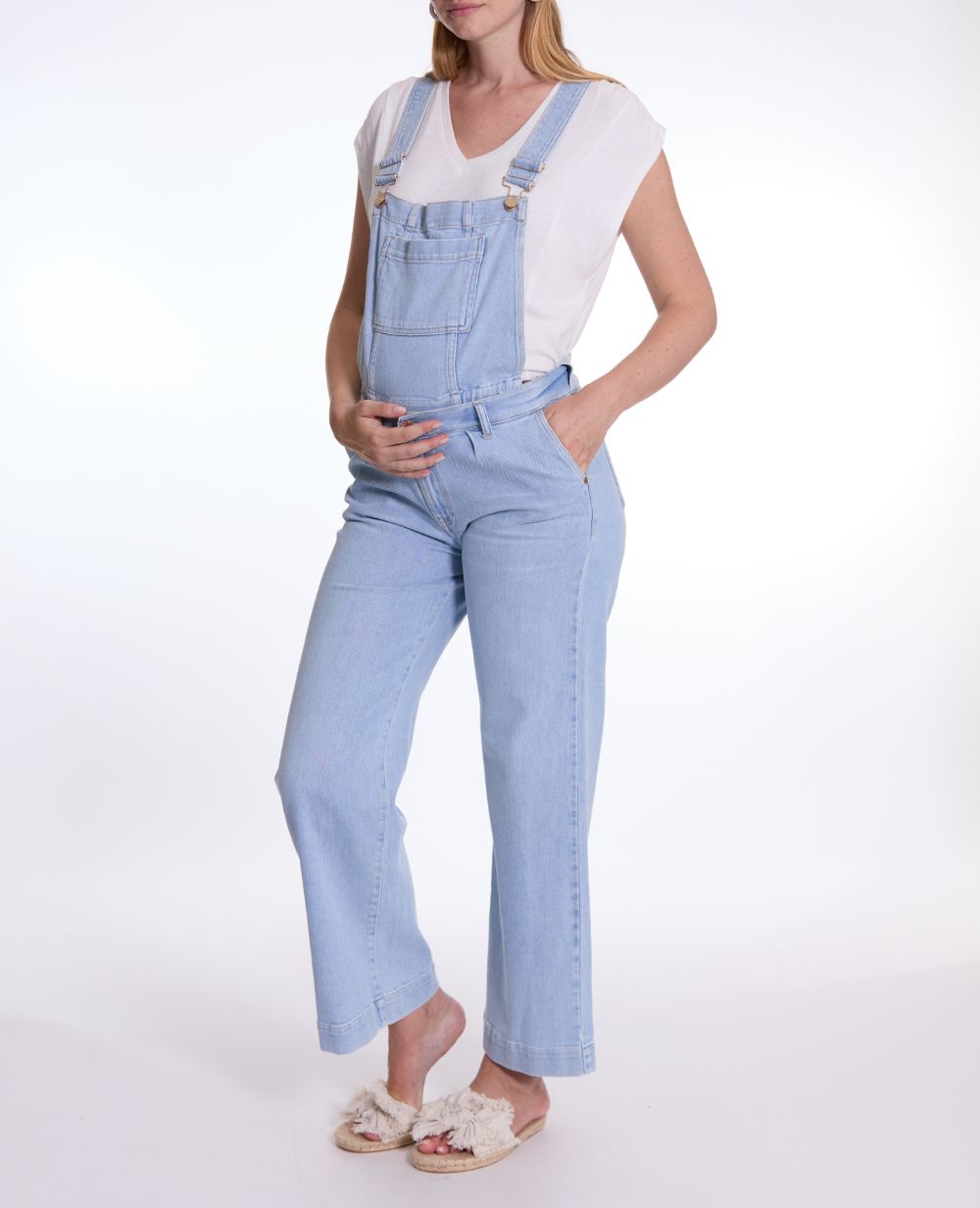 Salopette de grossesse en jean Kelly light - Blue