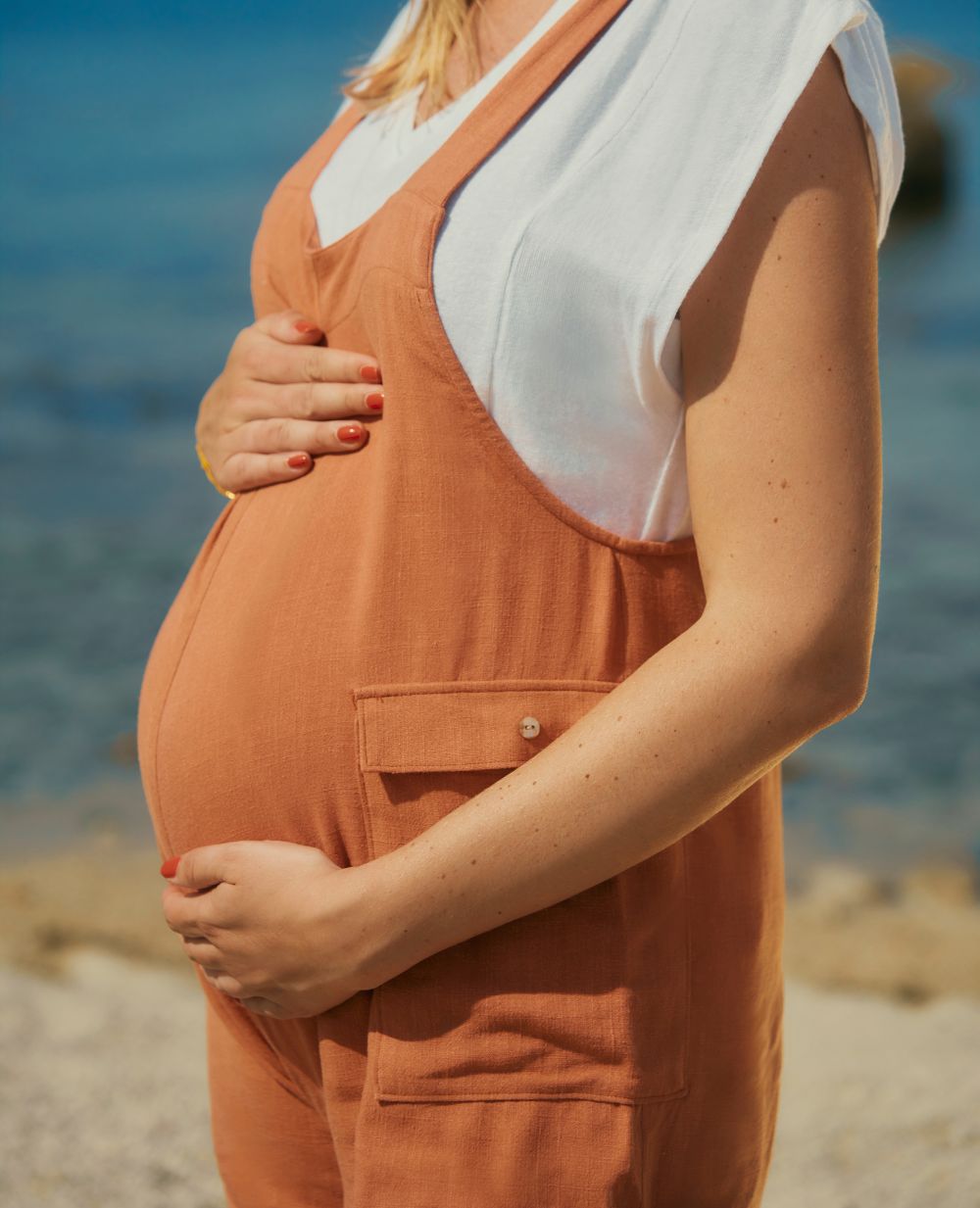 Salopette corta premaman Eloise - Albicocca