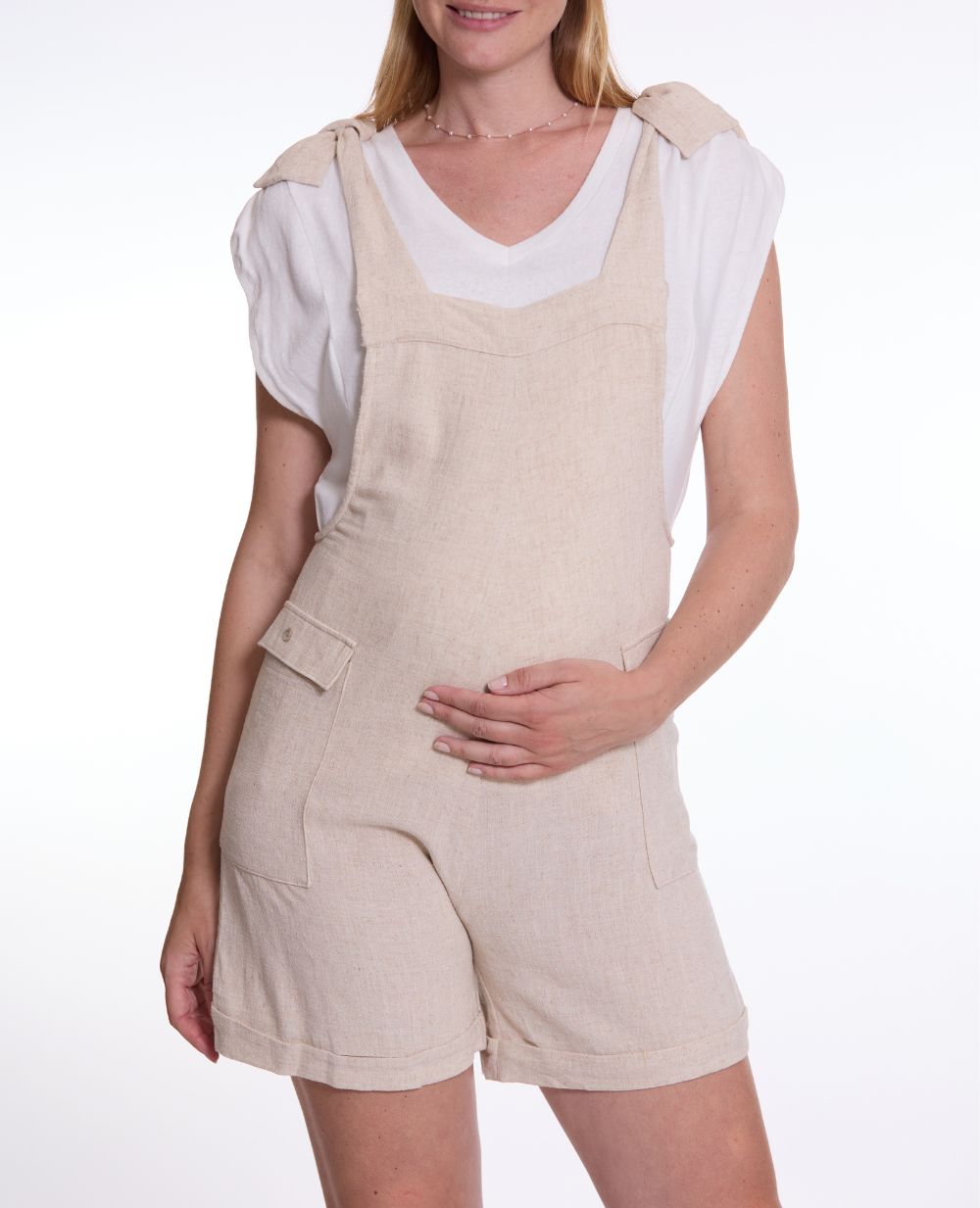Salopette short de maternité Eloise - Naturel