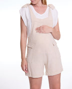 Eloise Maternity Short Overalls - Natural