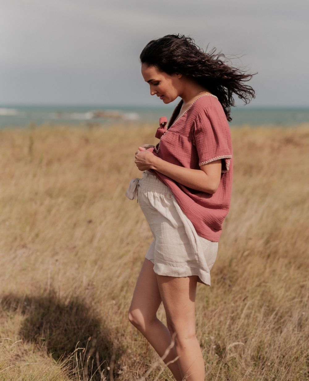 Nubie Maternity Shorts - Beige