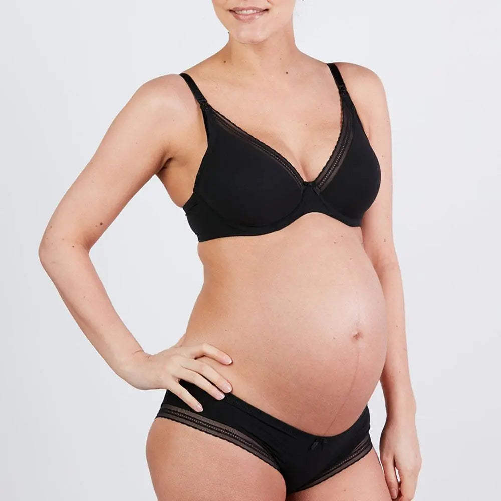 Shorty de grossesse milk noir, cache cœur