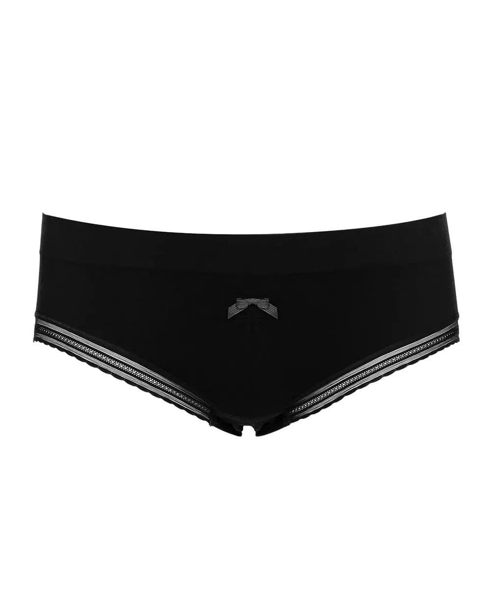 Slip taille basse milk noir, cache cœur