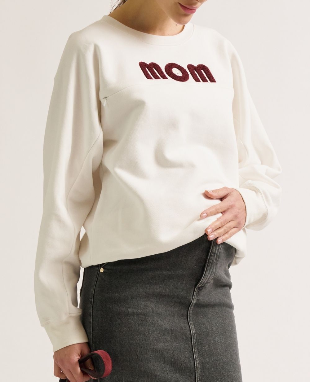Felpa premaman e per l'allattamento Mom - Avorio
