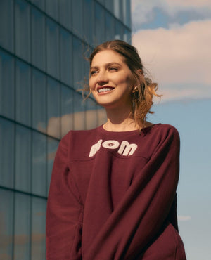 Felpa premaman e allattamento Mom prugna