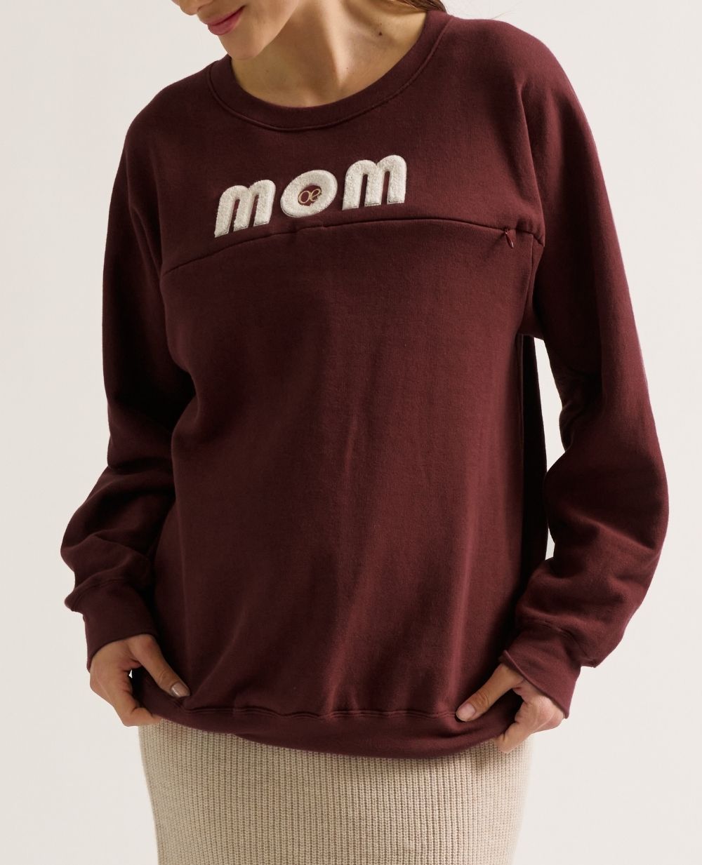 Felpa premaman e allattamento Mom prugna