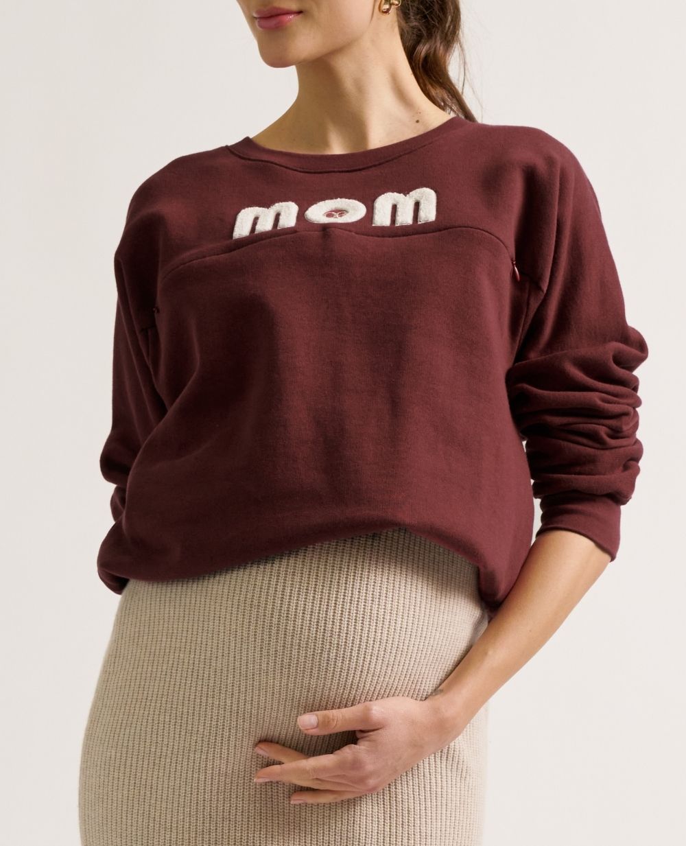 Felpa premaman e allattamento Mom prugna