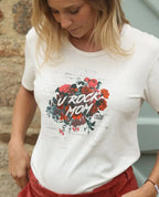 T-shirt de grossesse rock rouge, cache cœur