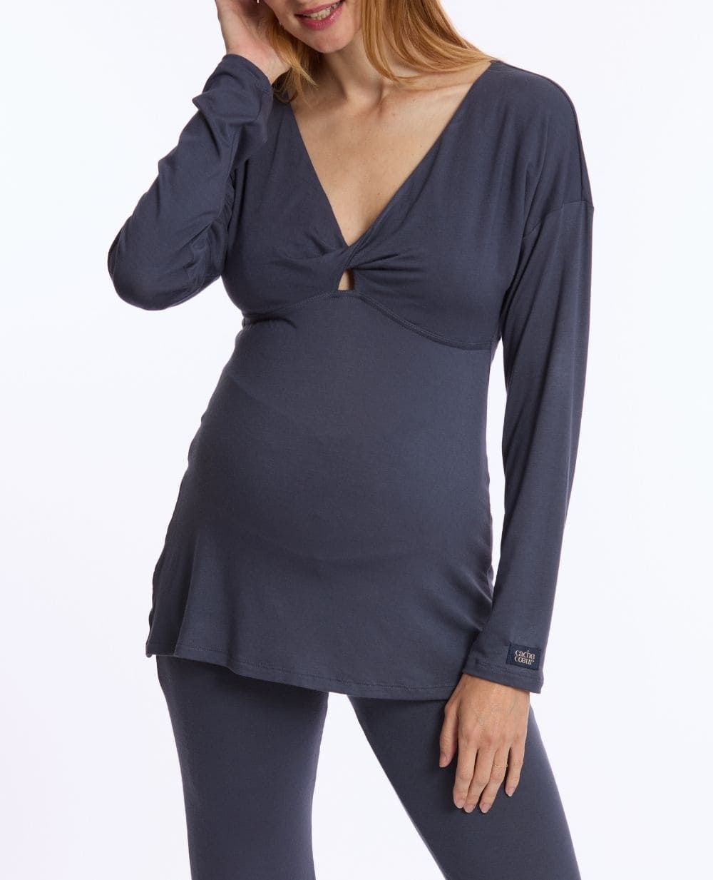 T-shirt manches longues de grossesse et d’allaitement Louna - Bleu nuit