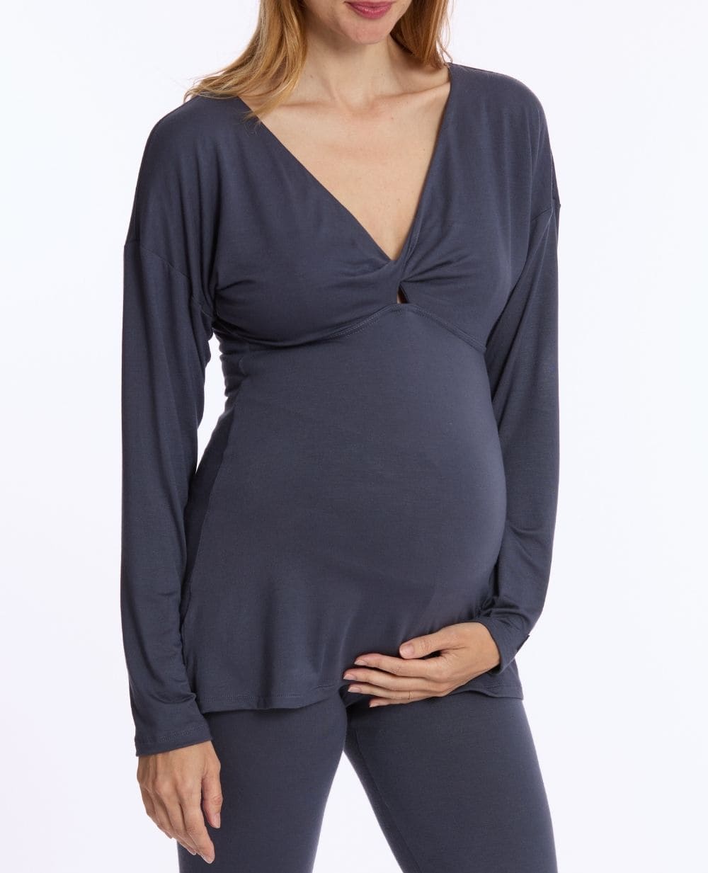 T-shirt manches longues de grossesse et d’allaitement Louna - Bleu nuit
