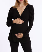 T-shirt manches longues de grossesse et d’allaitement Louna - Noir
