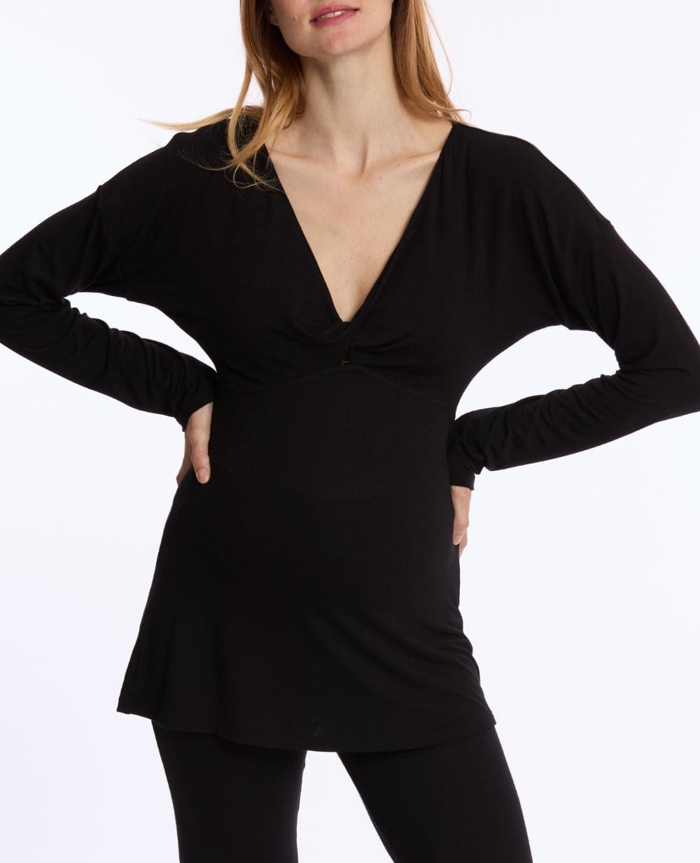 T-shirt manches longues de grossesse et d’allaitement Louna - Noir