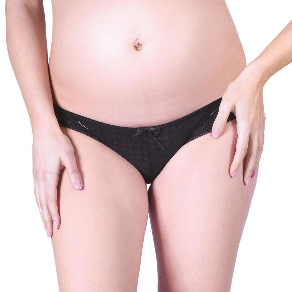 Tanga de grossesse mosaic noir, cache cœur
