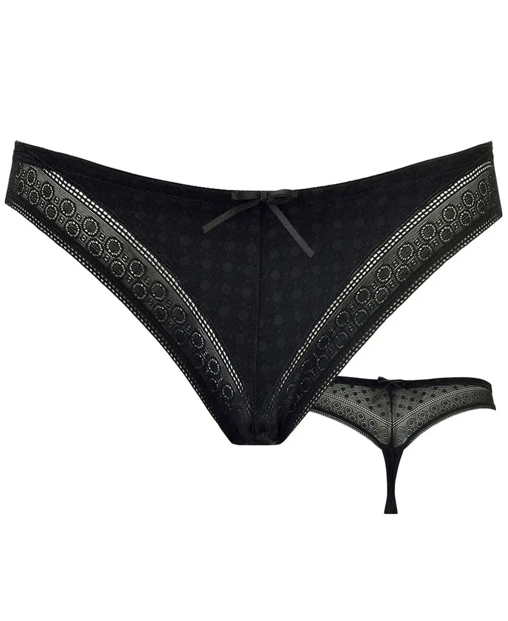 Tanga de grossesse mosaic noir, cache cœur